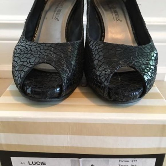 Ron White All Day Heels size 40 (US size 9-9.5) peep toe black, sparkle - Picture 2 of 3